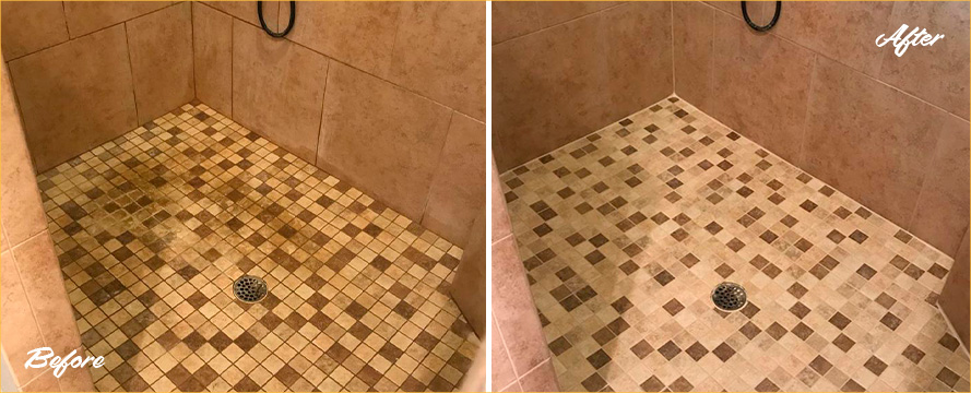 Shower Before and After Tile and Grout Cleaners in Sandford, FL