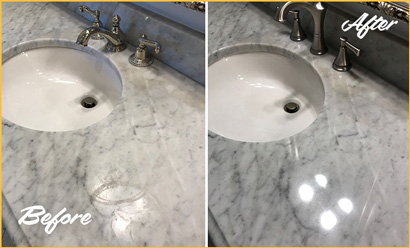 Before and After Marble Countertop Polishing