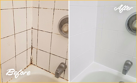 Before and After Picture of a Winter Springs Tub Caulked to Remove and Avoid Mold