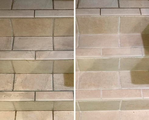 Surface Before and After a Grout Cleaning in The Villages, FL