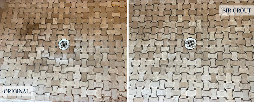 Shower Before and After a Superb Stone Cleaning in Sanford, FL
