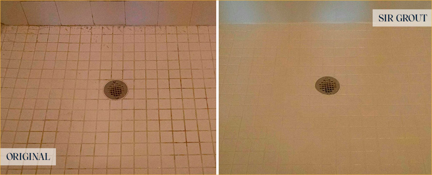 Shower Before and After an Excellent Grout Cleaning in Longwood, FL