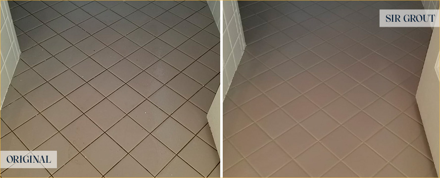 Ceramic Tile Floor Before and After Our Mount Dora Grout Cleaning Service
