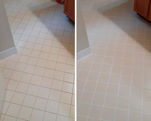 Floor Before and After a Grout Sealing in The Villages, FL 