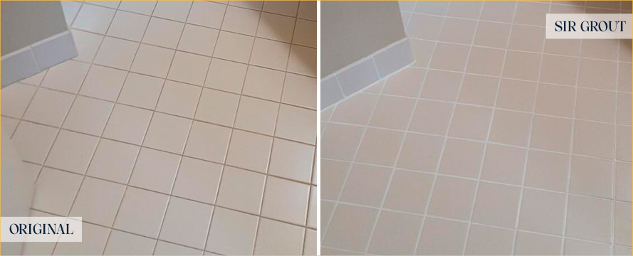 Floor Before and After a Superb Grout Sealing in The Villages, FL