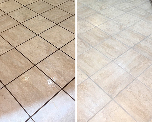 Floor Before and After a Tile Cleaning in Oviedo, FL