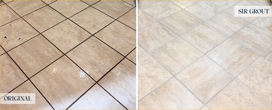 Floor Before and After an Excellent Tile Cleaning in Oviedo, FL