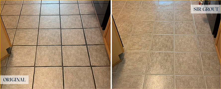 Floor Before and After an Excellent Grout Cleaning in Leesburg, FL 