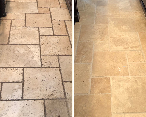 Floor Before and After a Stone Sealing in Leesburg, FL