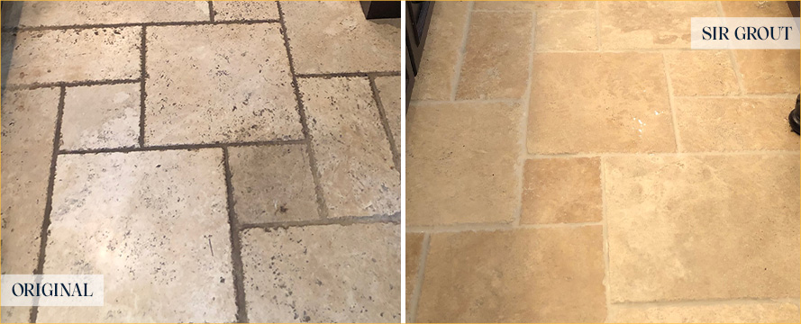 Floor Before and After a Flawless Stone Sealing in Leesburg, FL