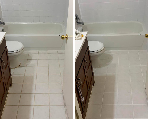 Floor Before and After a Grout Cleaning in Mount Dora, FL 