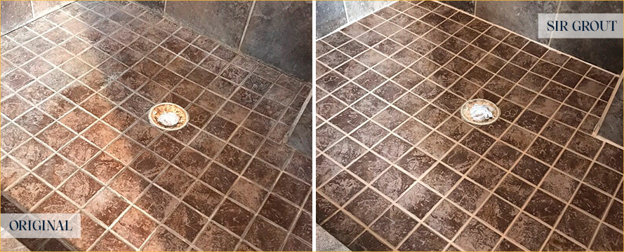 Shower Before and After an Excellent Tile Cleaning in Oviedo, FL