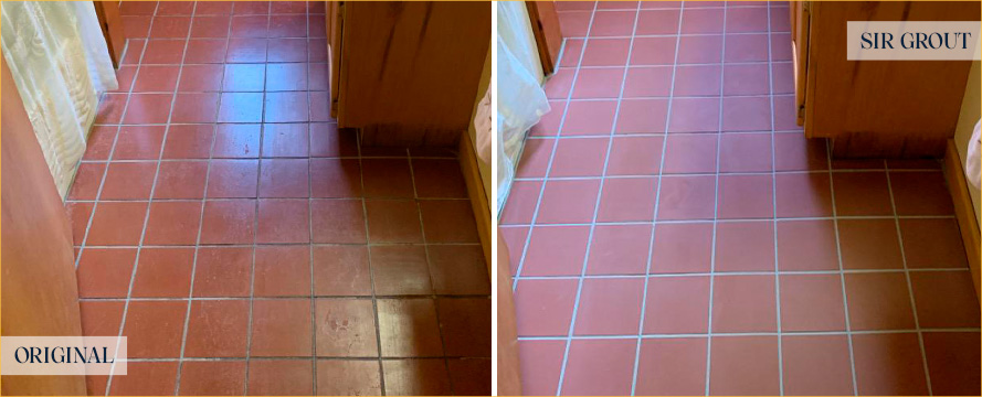 Floor Before and After a Superb Grout Cleaning in Lady Lake, FL