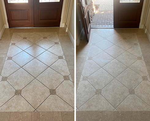 Ceramic Floor Before and After a Grout Sealing in The Villages