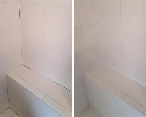 Shower Before and After Our Grout Sealing in Oviedo, FL