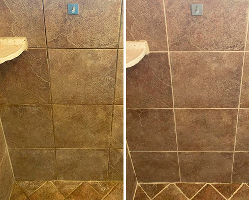 Shower Before and After a Grout Sealing in Winter Springs, FL
