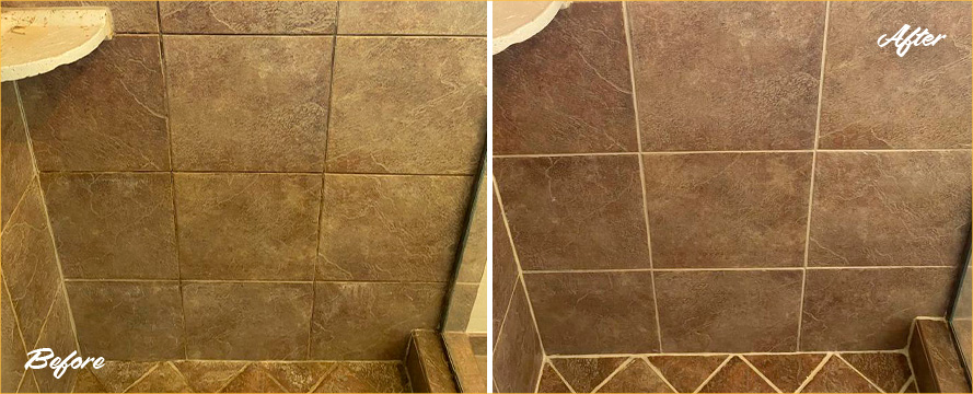 Shower Before and After a Superb Grout Sealing in Winter Springs, FL