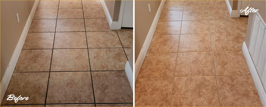 Floor Before and After a Superb Grout Sealing in Mount Dora, FL