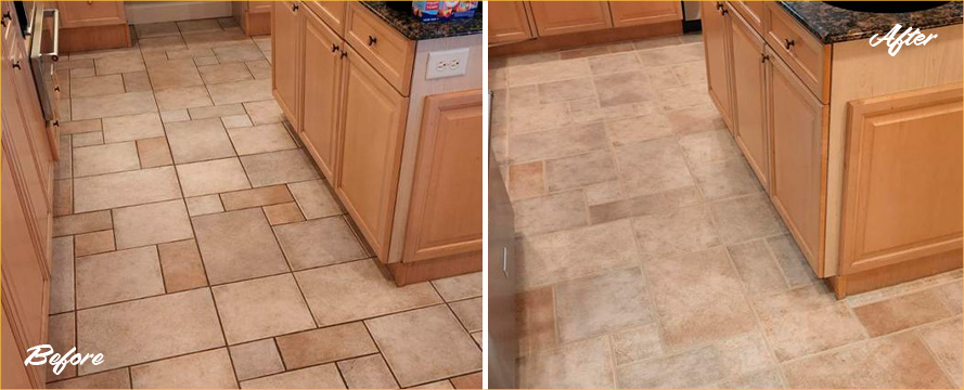 Floors Before and After Our Grout Cleaning in Okahumpka, FL