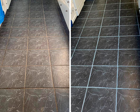 Floor Before and After Our Grout Cleaning in Lake Mary, FL