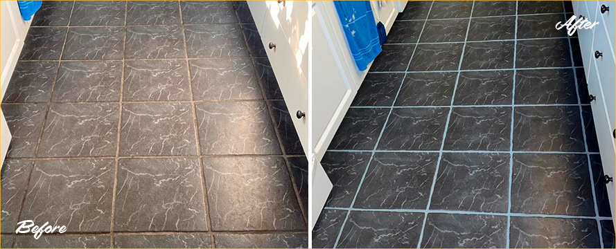 Floor Before and After Our Grout Cleaning in Lake Mary, FL