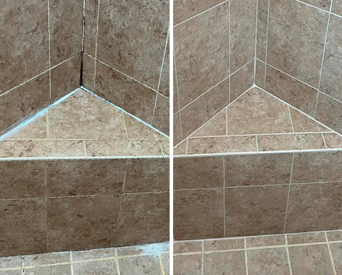 Shower Before and After a Grout Sealing in Oviedo, FL