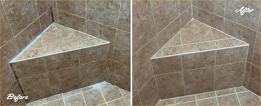 Shower Before and After a Phenomenal Grout Sealing in Oviedo, FL