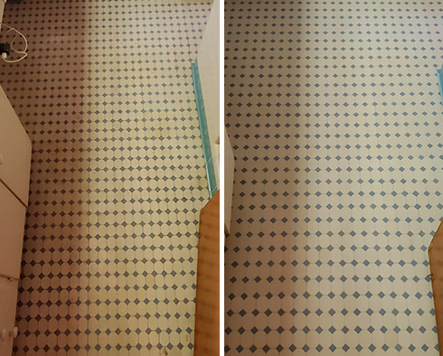 Floor Before and After a Tile Cleaning in Mount Dora, FL