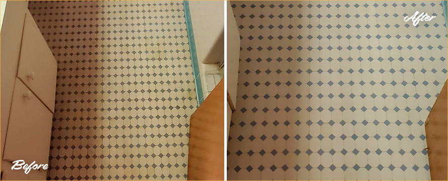 Floor Before and After a Superb Tile Cleaning in Mount Dora, FL
