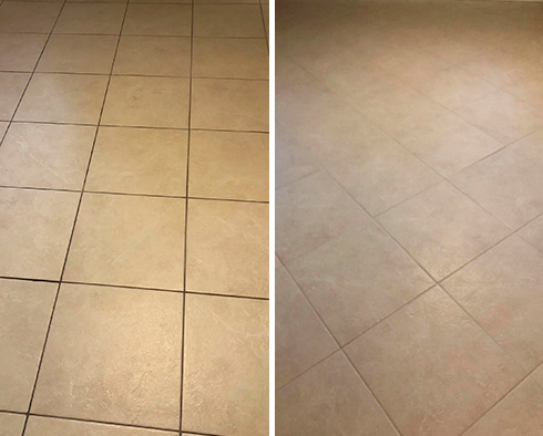 Floor Before and After a Grout Cleaning in Leesburg, FL