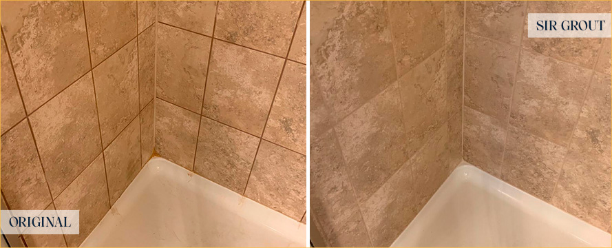 Shower Before and After a Superb Grout Cleaning in The Villages, FL