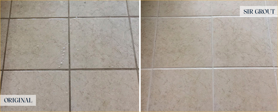Floor Before and After a Flawless Grout Cleaning in Oviedo, FL