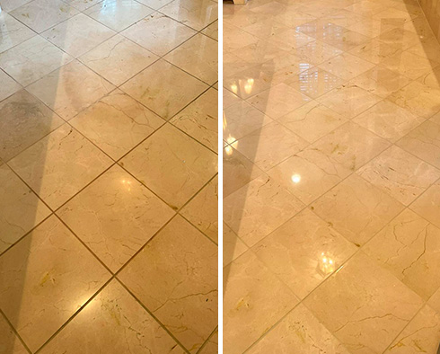 Floor Before and After a Stone Cleaning in Oviedo, FL
