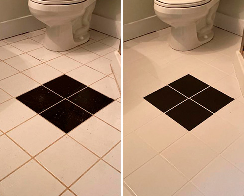 Floor Before and After a Grout Sealing in Leesburg, FL