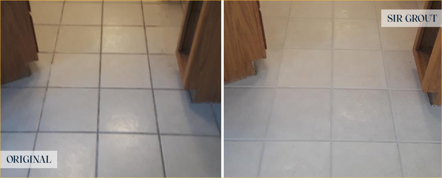 Floor Before and After a Flawless Grout Cleaning in The Villages, FL