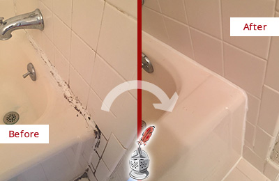Sir Grout Restored This Lisbon Tile Shower to Repair Damaged Caulking Before and After Picture of a Lisbon Hard Surface Restoration Service on a Tile Shower to Repair Damaged Caulking