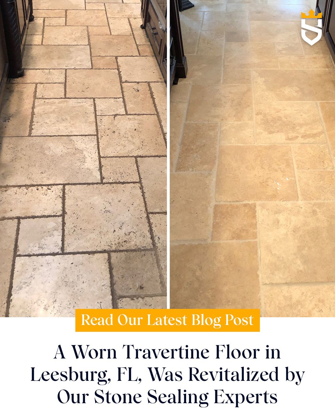 A Worn Travertine Floor in Leesburg, FL, Was Revitalized by Our Stone Sealing Experts
